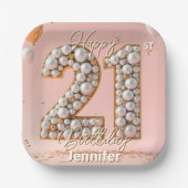 Fancy Blush Pink and Pearl Gold 21st Birthday  Papieren Bordje (Voorkant)