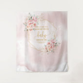 Fancy blush roze gouden baby shower foto booth wandkleed (Voorkant)