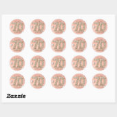 Fancy Blush Roze Gouden Parel Mozaïek 70ste Verjaa Ronde Sticker (Vel)