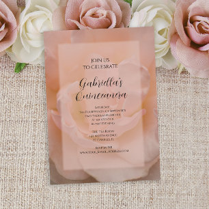 Fancy Blush Roze Rose Quinceanera Party Kaart