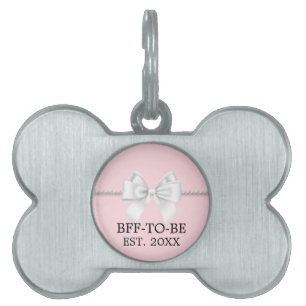 Fancy Blush Roze Tiffany Pet Sibling Baby shower Huisdieren Naamplaatje