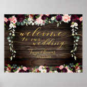 Fancy Blush Rustige wood Gold-kalligrafie Welkom Poster (Voorkant)