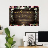 Fancy Blush Rustige wood Gold-kalligrafie Welkom Poster (Thuiskantoor)