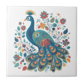 Fancy Boho Peacock Scandinavische volkskunst Tegeltje (Voorkant)