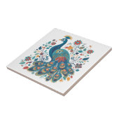 Fancy Boho Peacock Scandinavische volkskunst Tegeltje (Zijkant)