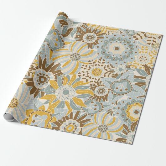 Fancy Bold Flowers Cadeaupapier (Uitgerold)