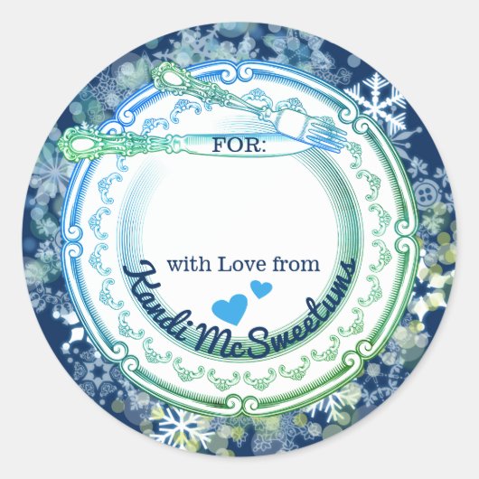 Fancy bord gebruiksvoorwerpen Kerst uit de keuken  Ronde Sticker (Voorkant)