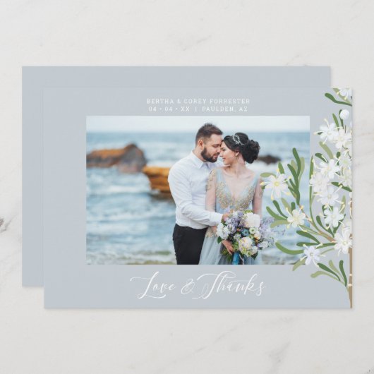 Fancy botanische filialen Fotobruiloft Bedankkaart (Voorkant / Achterkant)
