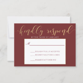 Fancy Bourgondië & Goud RSVP Kaart