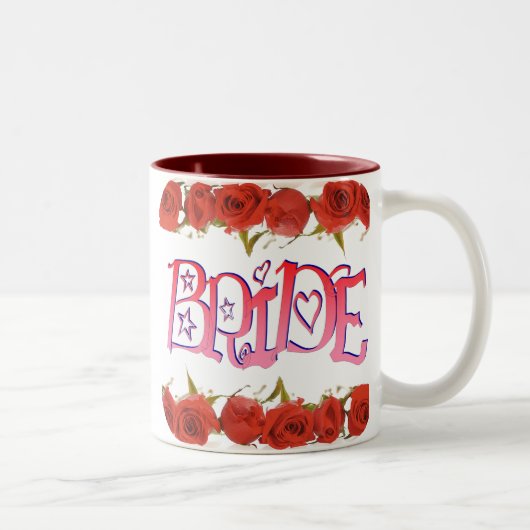 Fancy bride (1) Roos Rijen Tweekleurige Koffiemok (Rechts)
