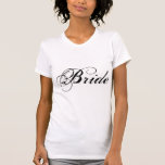 Fancy bride op wit t-shirt<br><div class="desc">De bride moet de wereld het nieuws laten weten. Perfect voor bacheloretfeesten en andere trouwevenementen.</div>