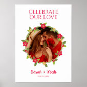 Fancy Brightly Colorful Red Floral Wreath Photo Poster (Voorkant)