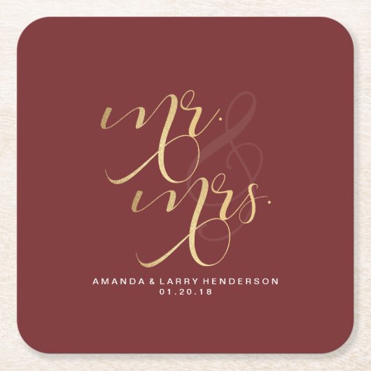 Fancy bruiloft Mr & Mrs Onderzetters (Voorkant)