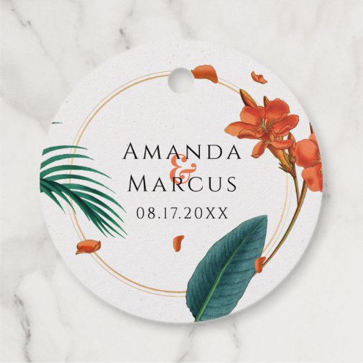 Fancy bruiloft tropische bloemen bedankjes labels (Achterkant)