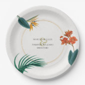 Fancy bruiloft tropische bloemen papieren bordje (Voorkant)