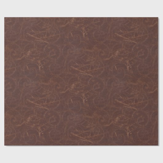 Fancy bruin kunstleder cadeaupapier (Vlak)