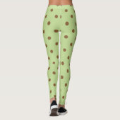Fancy bruine en levende groene retro Polka Dot. Leggings (Achterkant)