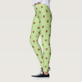 Fancy bruine en levende groene retro Polka Dot. Leggings (Links)