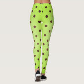 Fancy bruine en lichte groene Retro Polka Dot Leggings (Achterkant)