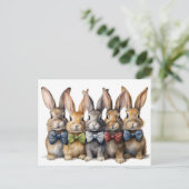 Fancy Bunny Bow Stropdas Waterverf Feestdagenkaart (Staand voorkant)