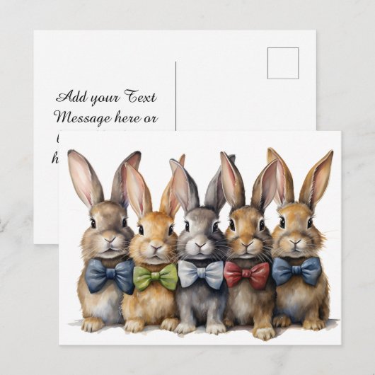 Fancy Bunny Das Watercolor Feestdagenkaart (Voorkant / Achterkant)