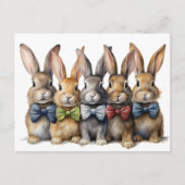 Fancy Bunny strik das watercolor Feestdagenkaart (Voorkant)