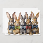 Fancy Bunny strik waterverf Feestdagenkaart (Voorkant / Achterkant)