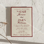 Fancy Burgundy Cream Classy Old Money Wedding Kaart