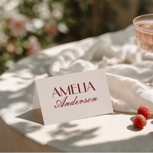 Fancy Burgundy Cream Classy Wedding Place Cards Kaart