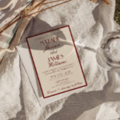 Fancy Burgundy Cream Old Money QR Code Wedding Kaart