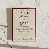 Fancy Burgundy Cream Old Money QR Code Wedding Kaart