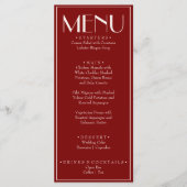 Fancy Burgundy Old Money Retro Luxury Wedding Menu (Voorkant)