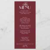 Fancy Burgundy White Old Money Luxury Wedding Menu (Voorkant)