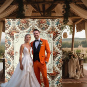 Fancy Buttercream Bloemen Huwelijksachtergrond Wandkleed