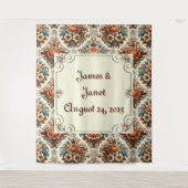 Fancy Buttercream Bloemen Huwelijksachtergrond Wandkleed (Voorkant)