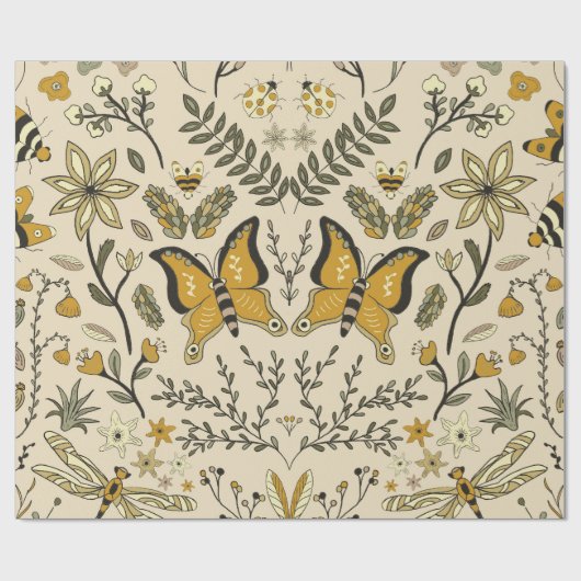 Fancy Butterflies and Flowers 2 Cadeaupapier (Vlak)