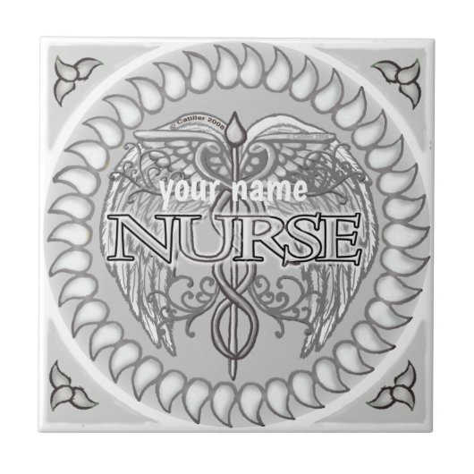 Fancy Caduceus custom Nurse tegel Tegeltje (Voorkant)