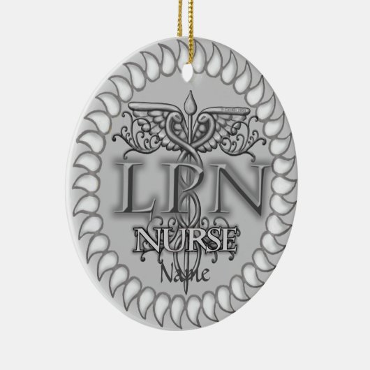 Fancy Caduceus LPN-verpleegkundige Keramisch Ornament (Rechts)