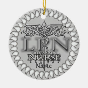 Fancy Caduceus LPN-verpleegkundige Keramisch Ornament