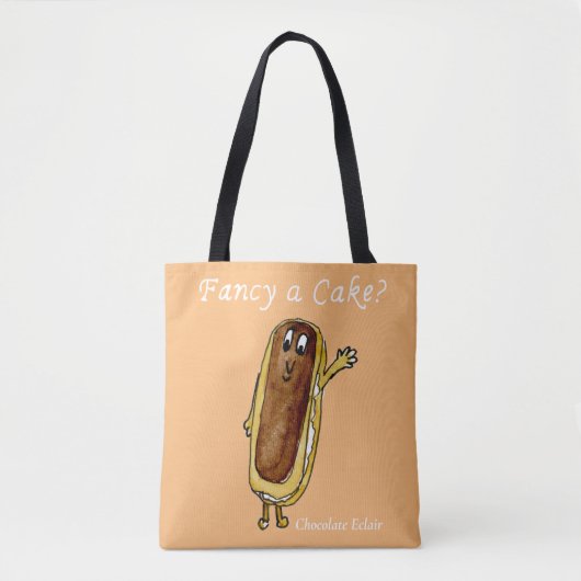 Fancy Cake Funny Chocolate Eclair Quirky Art Humor Tote Bag (Voorkant)