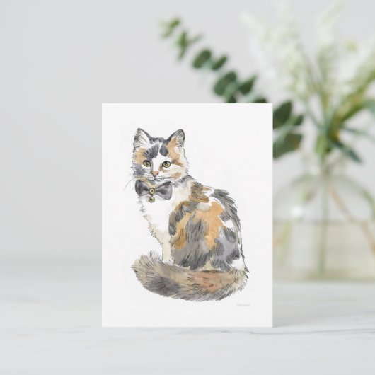 Fancy Calico Cat Briefkaart (Staand voorkant)