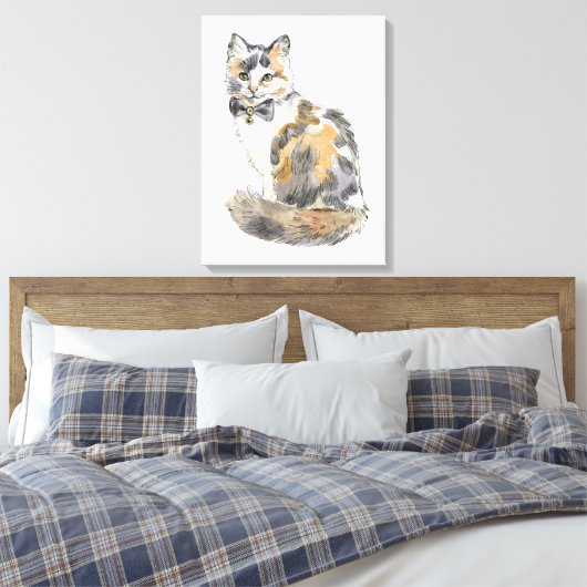 Fancy Calico Cat Canvas Afdruk (Insitu (Slaapkamer))