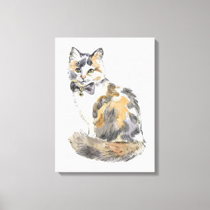 Fancy Calico Cat Canvas Afdruk