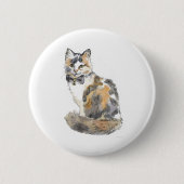 Fancy Calico Cat Ronde Button 5,7 Cm (Voorkant)