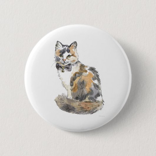 Fancy Calico Cat Ronde Button 5,7 Cm (Voorkant)