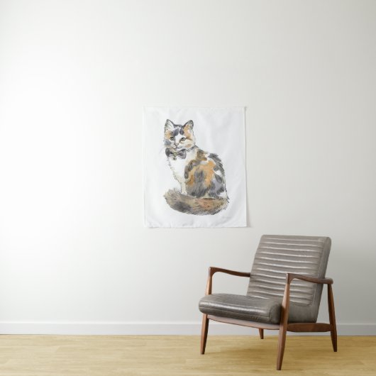 Fancy Calico Cat Wandkleed (In situ)