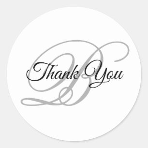 Fancy Calligrafie Schrift Grijs Monogram Bedankt Ronde Sticker