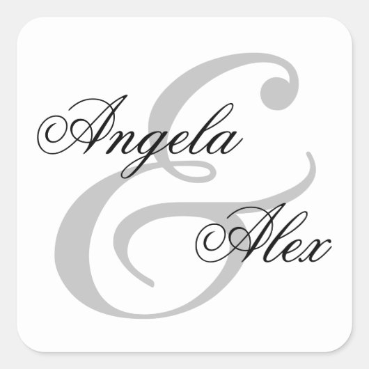 Fancy Calligraphy Ampersand Koppel Vierkante Sticker (Voorkant)