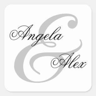 Fancy Calligraphy Ampersand Koppel Vierkante Sticker