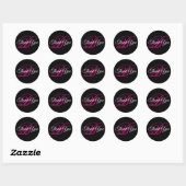 Fancy Calligraphy Hot Roze Monogram Bedankt Ronde Sticker (Vel)
